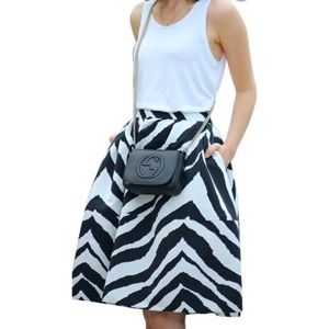 EXPRESS black and white zebra midi skirt